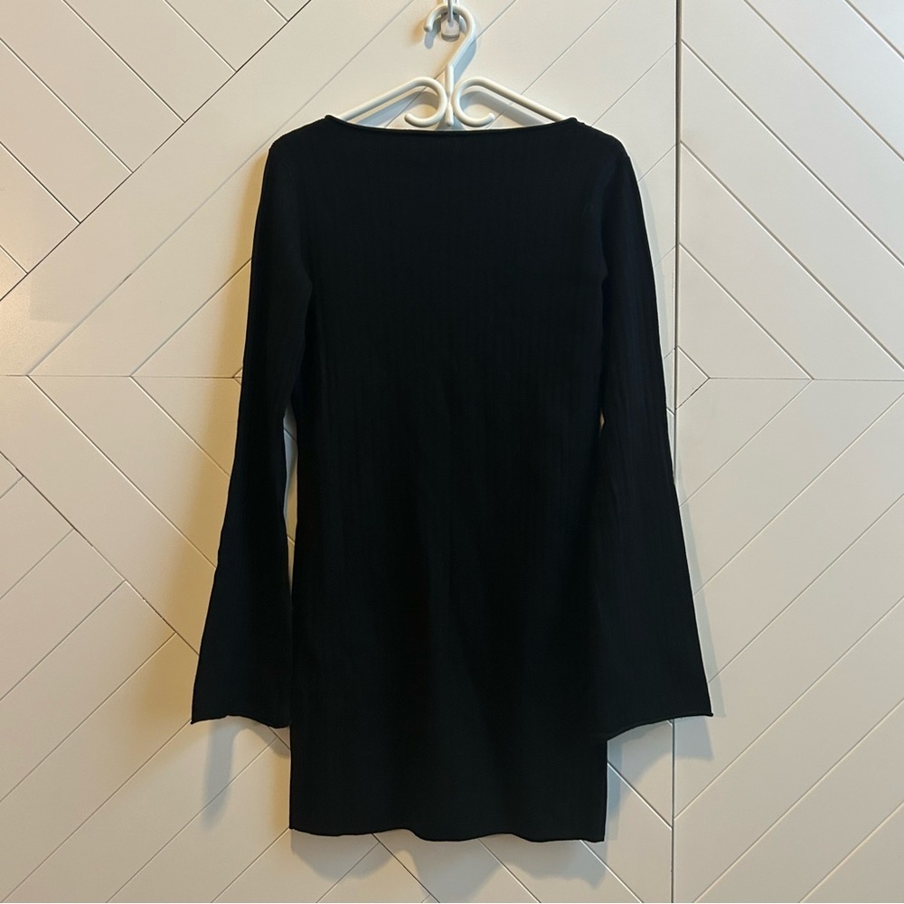 NEW Garage Black scoop neck ribbed mini Long Sleeve Dress size XL NWT - Picture 5 of 8